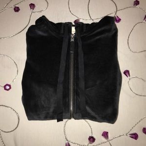 Hollister black velvet zip-up jacket